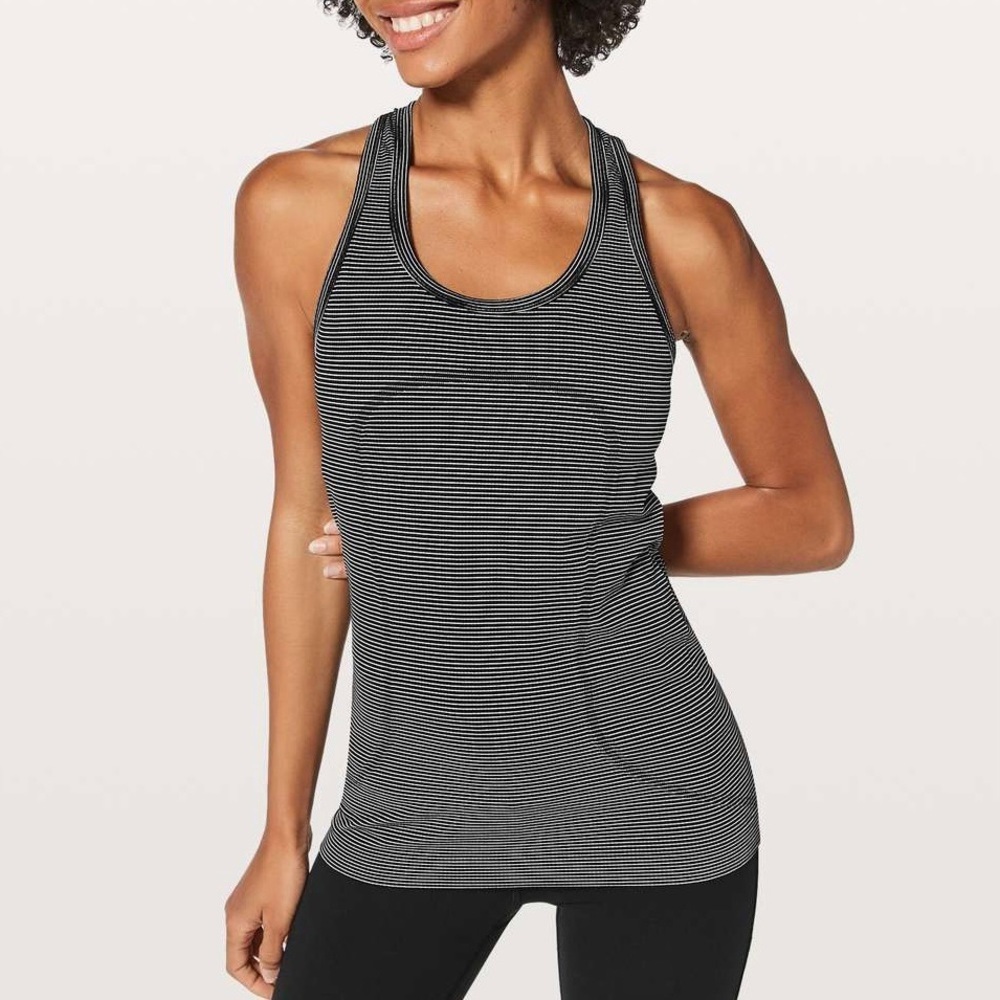 Lululemon Swiftly Tech Racerback,‎ White / Black Stripes